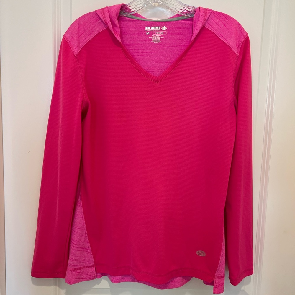 Reel Legend hooded pink polyester sport athletic athlesure travel activewear (M)
